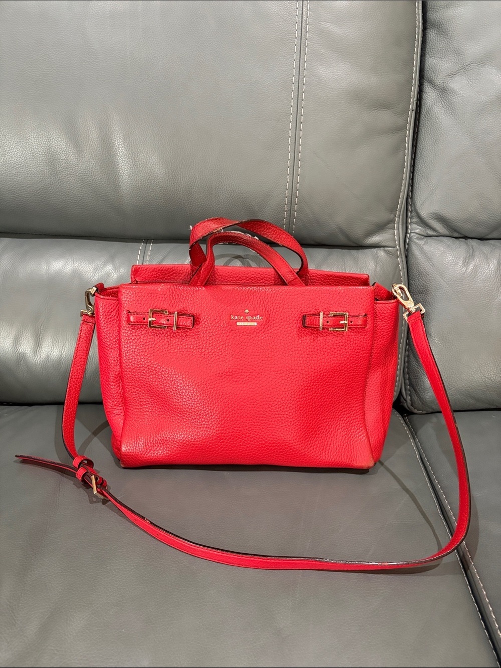 Kate Spade Red Pebbled Leather Satchel